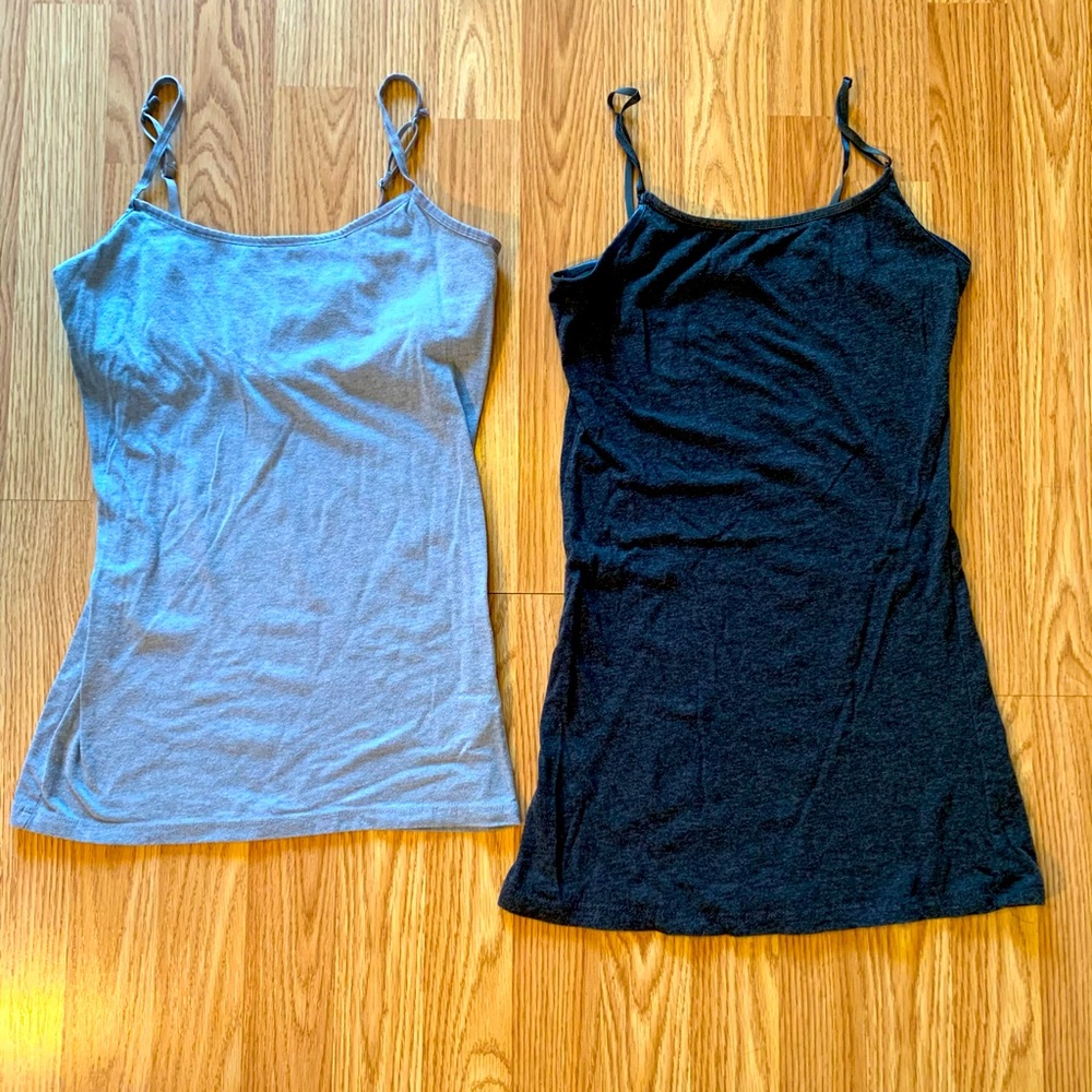2 set Cami’s 1) SO. 1) Ambiance Apparel grays stretchy 2pair of tank shirts fun